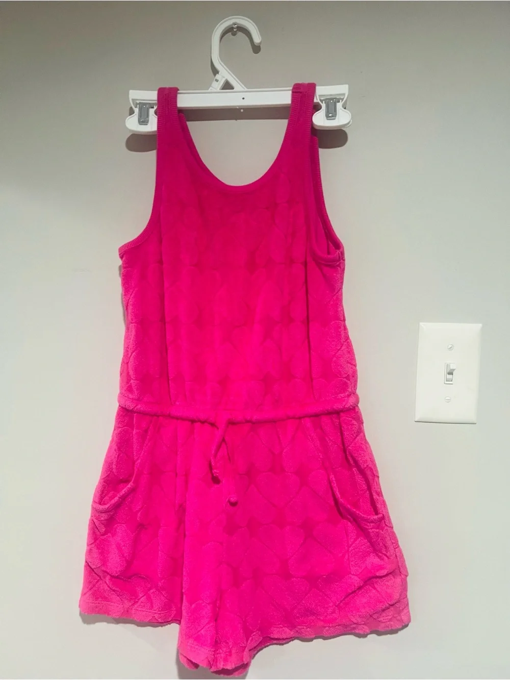 Old Navy Girls Sleeveless Terry Cinched Waist Romper PINK